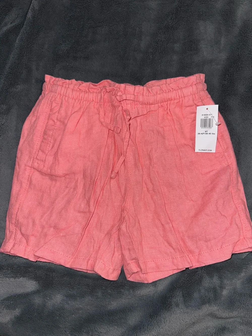 Old Navy toddler girl Pink Drawstring Linen-Blend Shorts